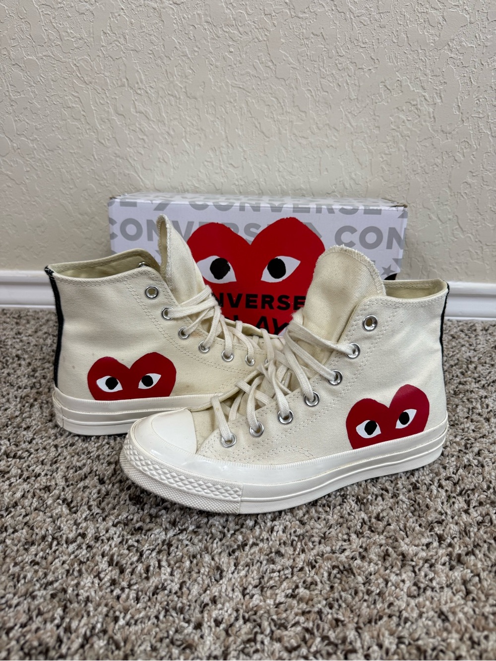 Comme des Garcons PLAY x Converse Chuck Taylor High Top 70 Cream Unisex M5/W7